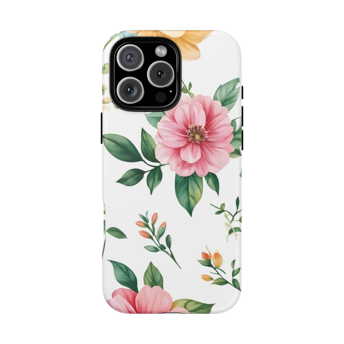 Floral Tough Phone Case — Pink Peony Protective Phone Cover