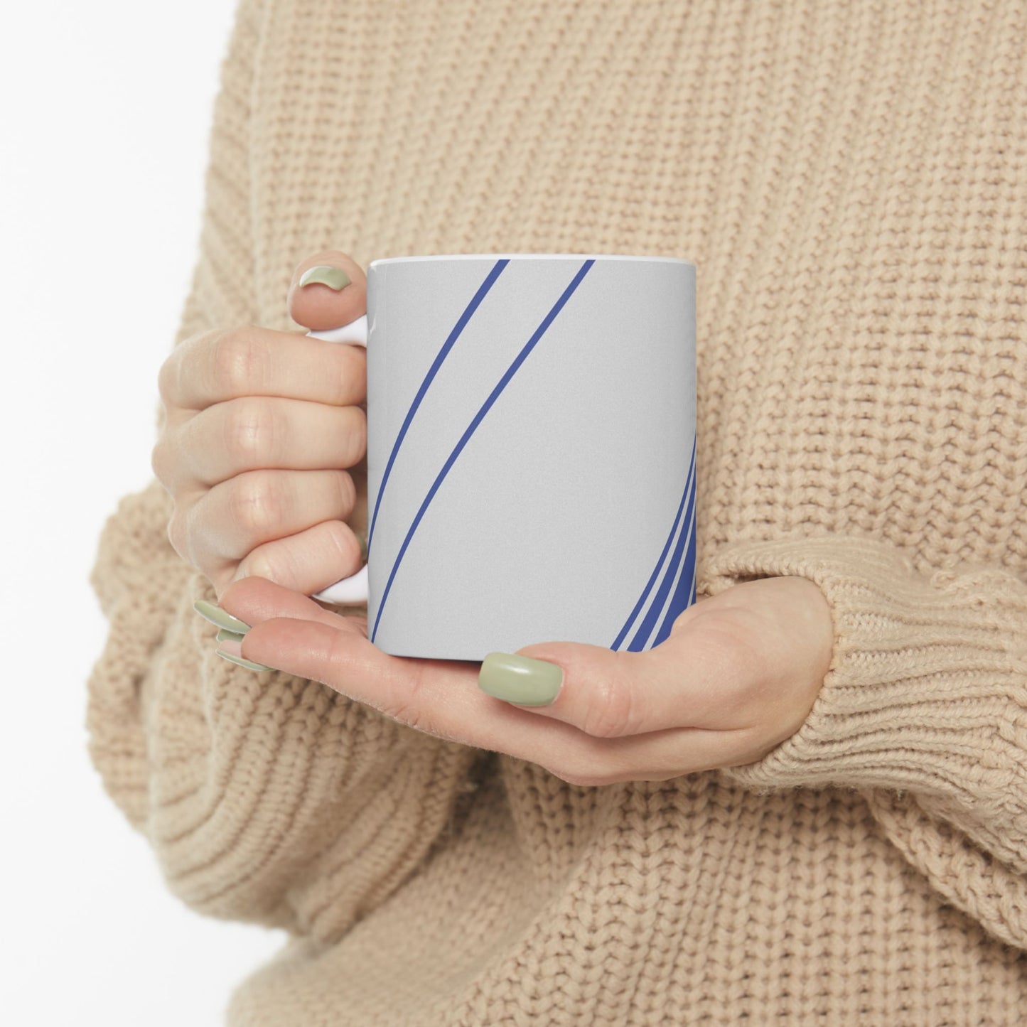 Elegant Blue Stripe Ceramic Mug | Coffee Cup, Tea Mug, Gift for Him/Her, Modern Kitchen Decor, Minimalist Design