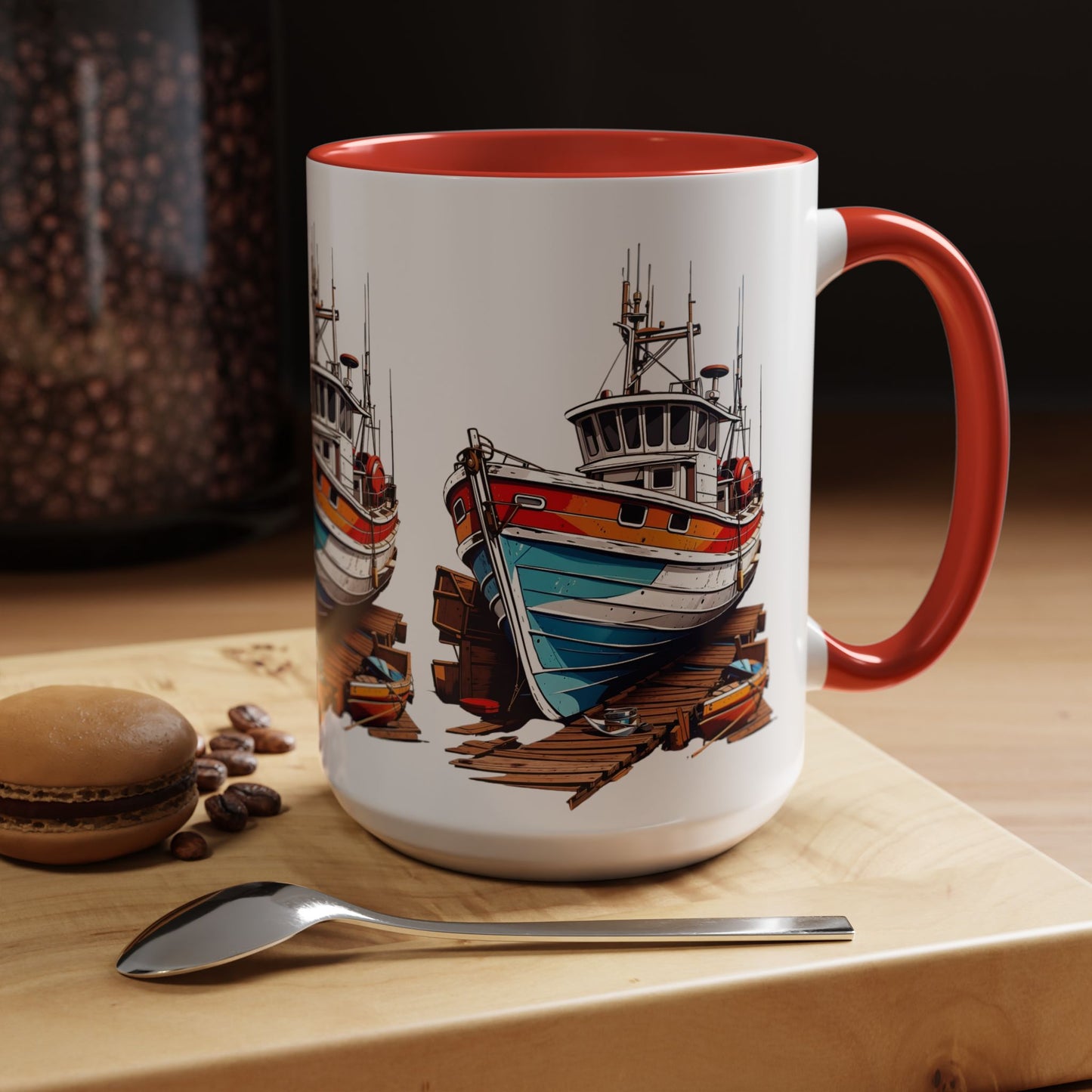 Nautical Accent Coffee Mug | Perfect for Boat Lovers, Sailor Gifts, Coastal Decor, Unique Gift Idea, Custom Artwork Mug