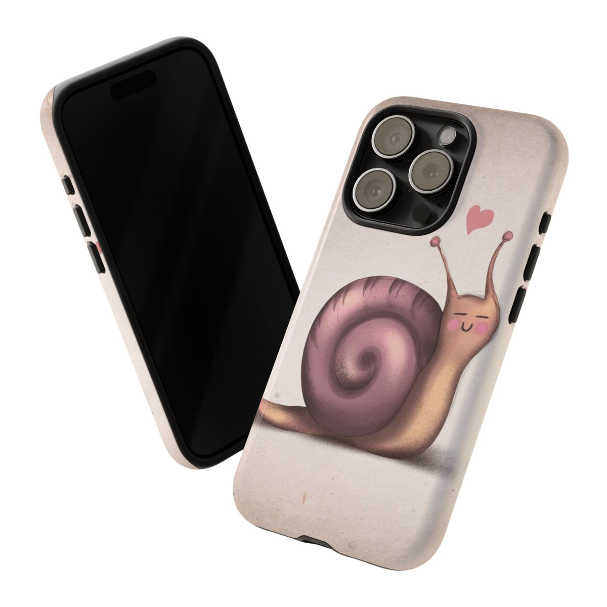 Cute Snail Phone Case — Pink Heart Cartoon Protective iPhone Cover