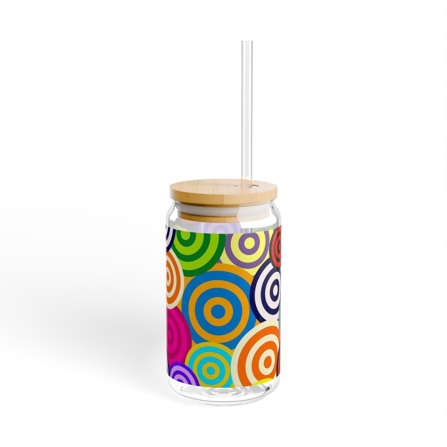 Vibrant Sipper Glass with Bamboo Lid, Colorful Drinkware, Eco-Friendly Straw Glass, Perfect for Parties, Outdoor, Gifts