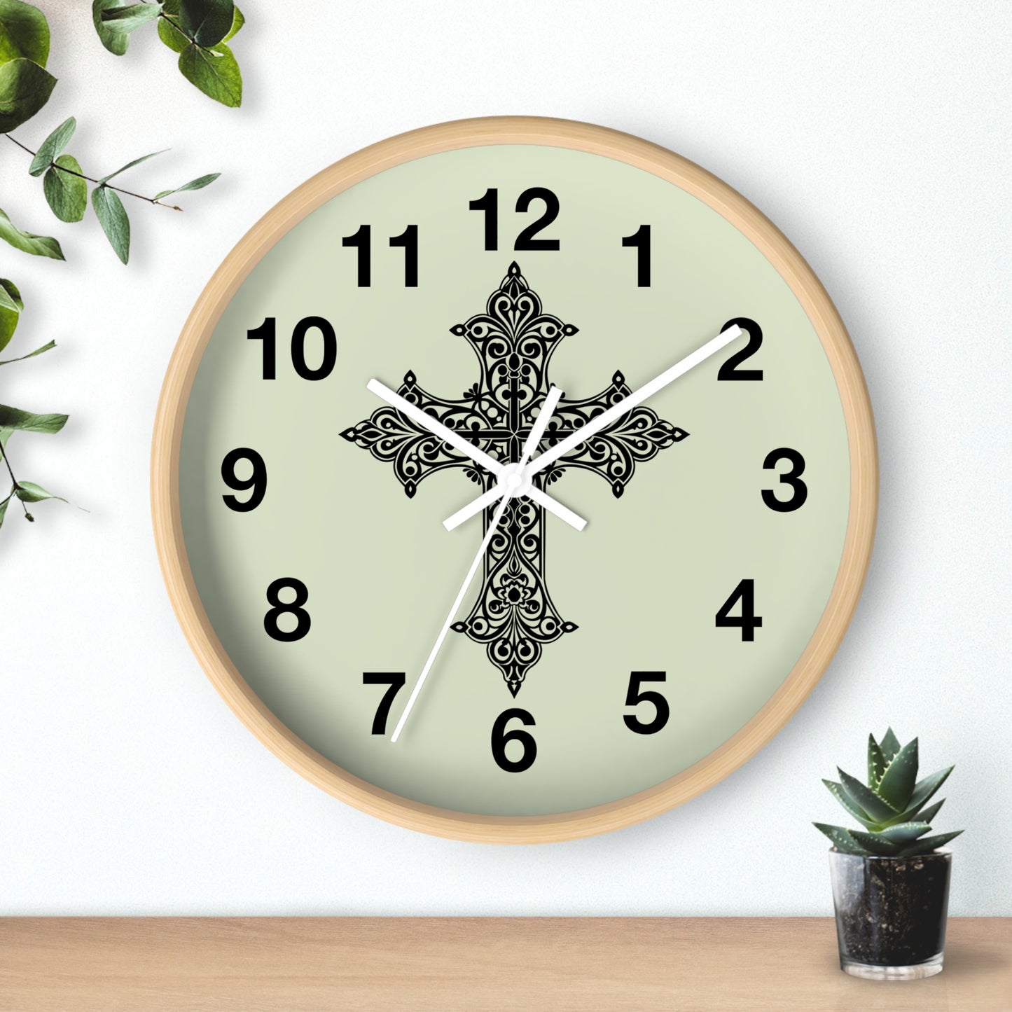 Elegant Cross Wall Clock | Faith-Inspired Home Decor, Unique Gift for Christians, Living Room Accent, Religious Wall Art