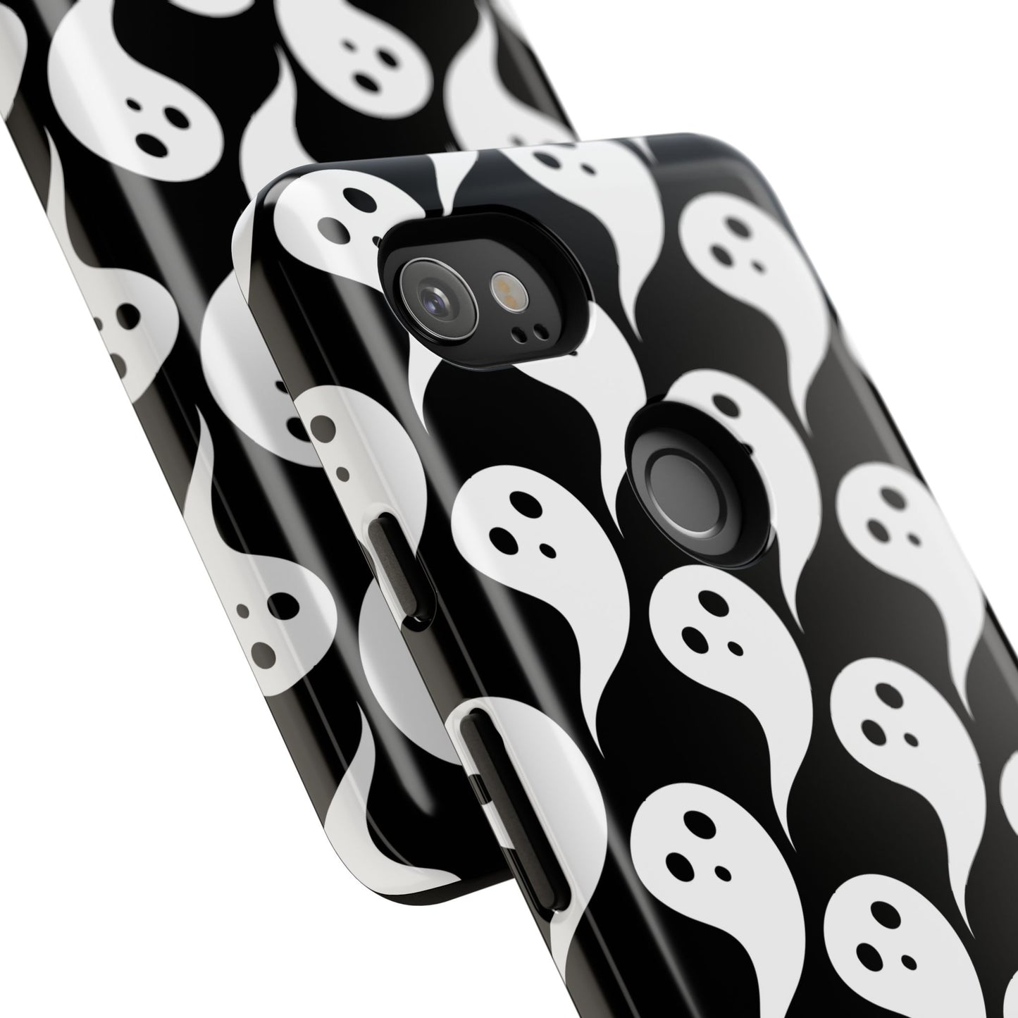 Ghost Pattern Phone Case, Cute Ghost Cell Phone Cover, Halloween Accessory, Spooky Gift, Black and White Phone Case