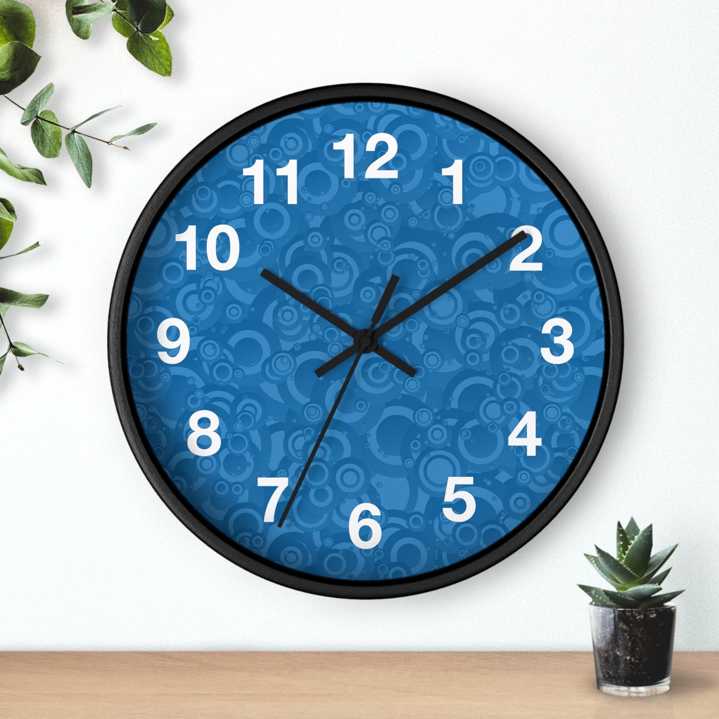 Modern Abstract Wall Clock, Home Decor, Unique Gift, Blue Pattern Clock, Wall Art for Living Room, Office Decor