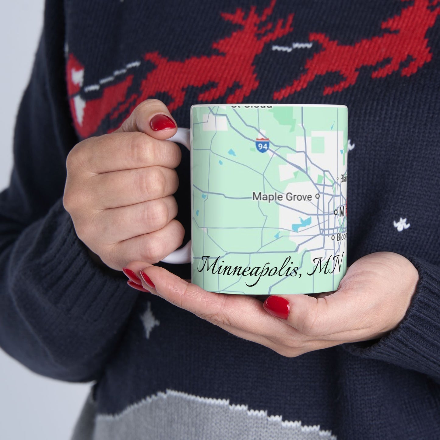 Personalized Map Mug, Custom Map Coffee Cup, Unique Gift for Travelers, Home Decor, Anniversary Present, Heart in Minneapolis