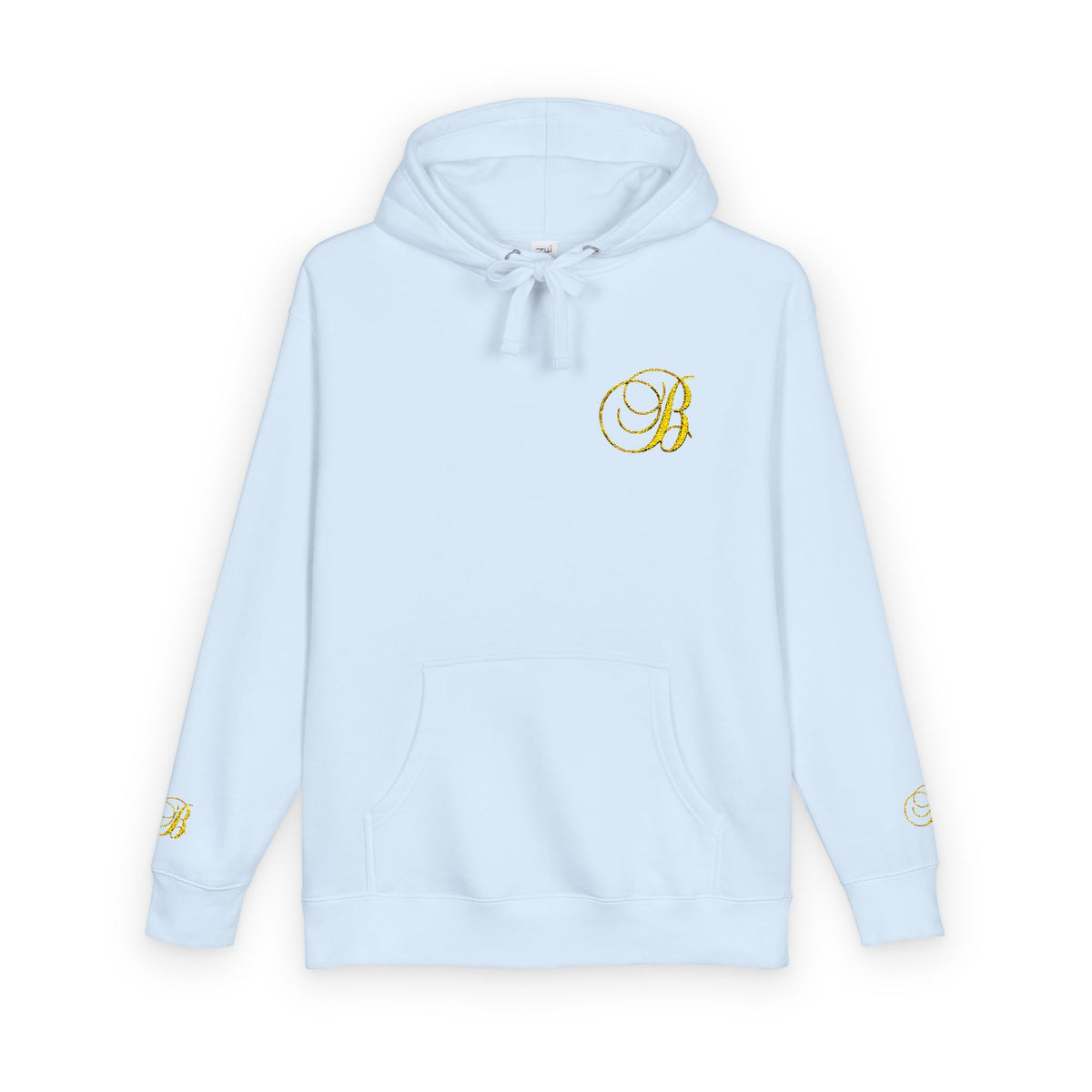 Coral Gold Floral Initial Hoodie — Monogram 'B' Casual Pullover