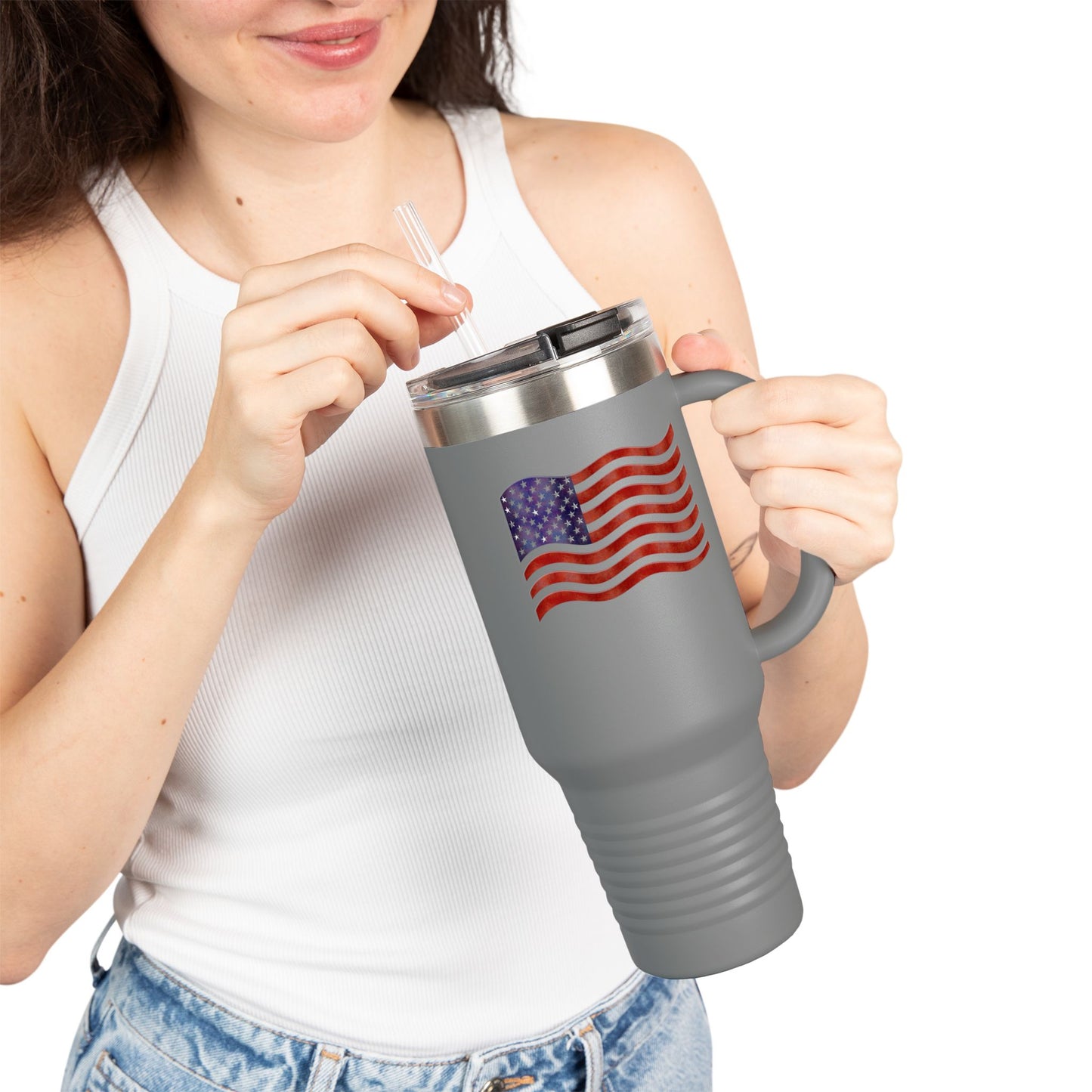 Insulated Travel Mug, 40oz - American Flag