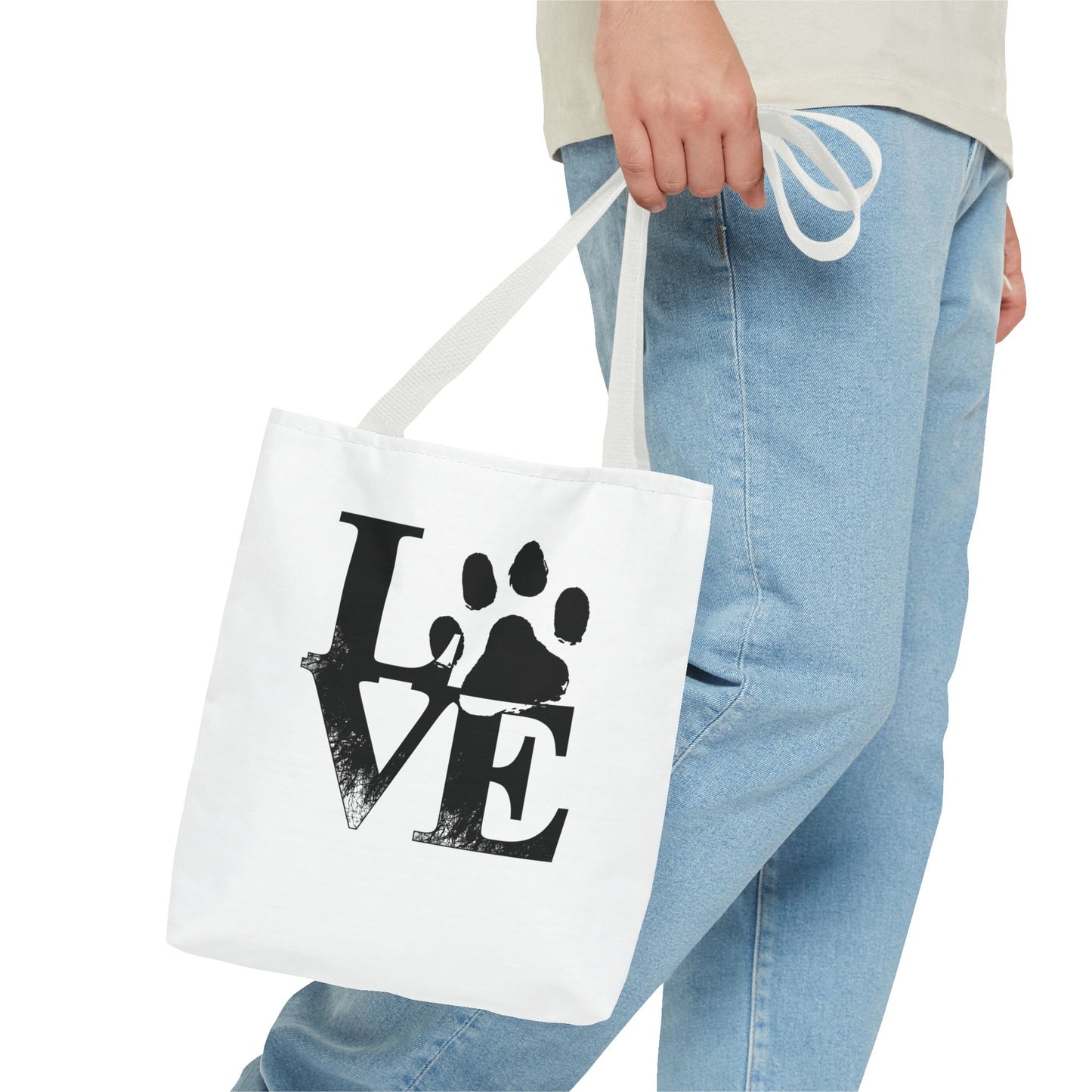 Love Paw Print Tote Bag, Pet Lover's Gift, Eco-Friendly Shopping Bag, Animal Rescue Fundraiser, Personalized Pet Tote