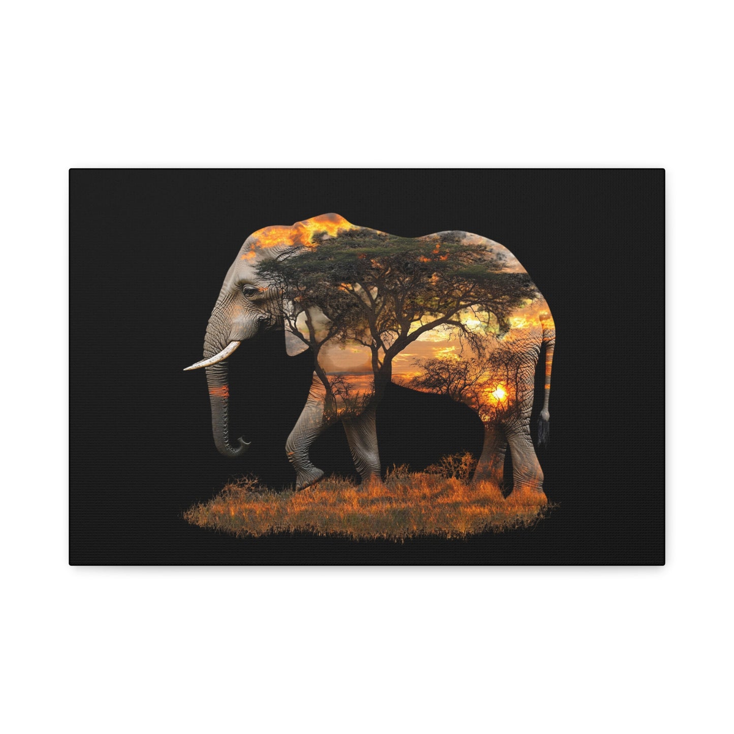 Elephant Tree Matte Canvas Art, Nature Wall Decor, Wildlife Home Decoration, Gift for Animal Lovers, Boho Living Room Accent
