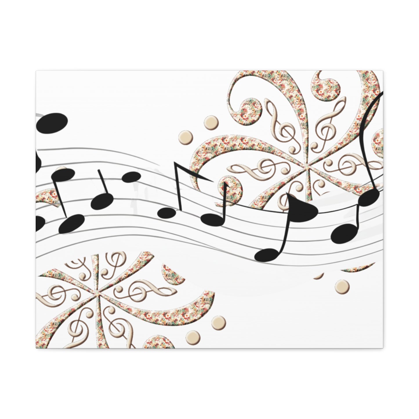 Musical Note Canvas Art, Floral Decor for Home, Music Lover Gift, Wall Art for Musicians, Unique Gift Idea