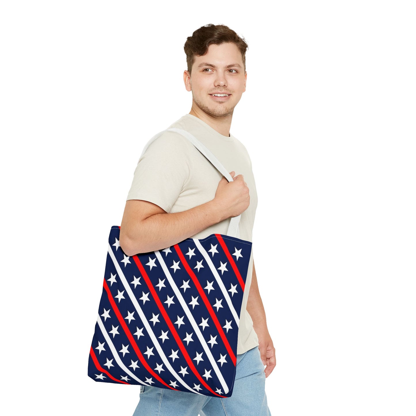 Patriotic Tote Bag, USA Flag Inspired, Star Patterned Purse, Summer BBQ, Independence Day, Memorial Day, Everyday Use