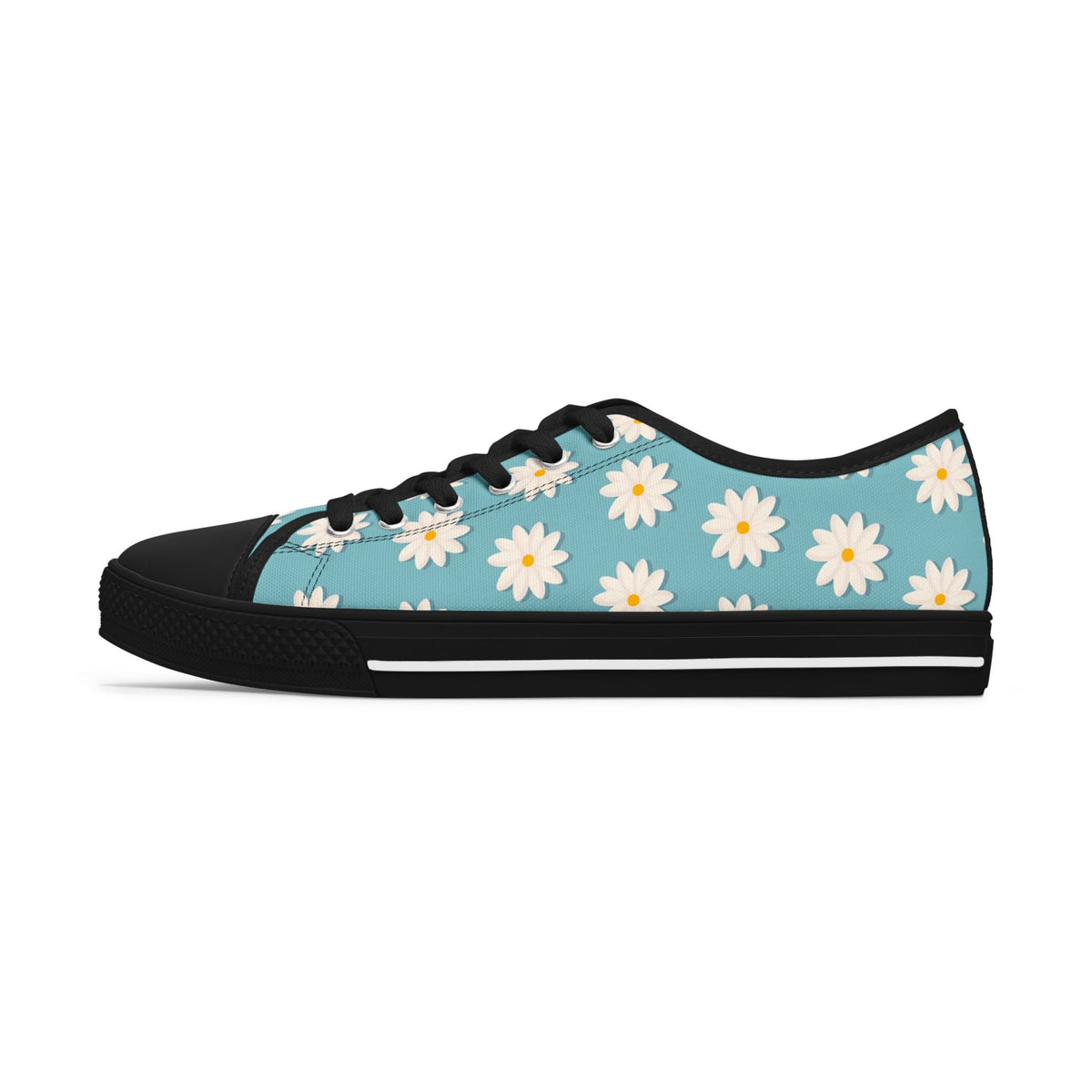 Daisy Print Low Top Sneakers – Retro Floral Canvas Shoes