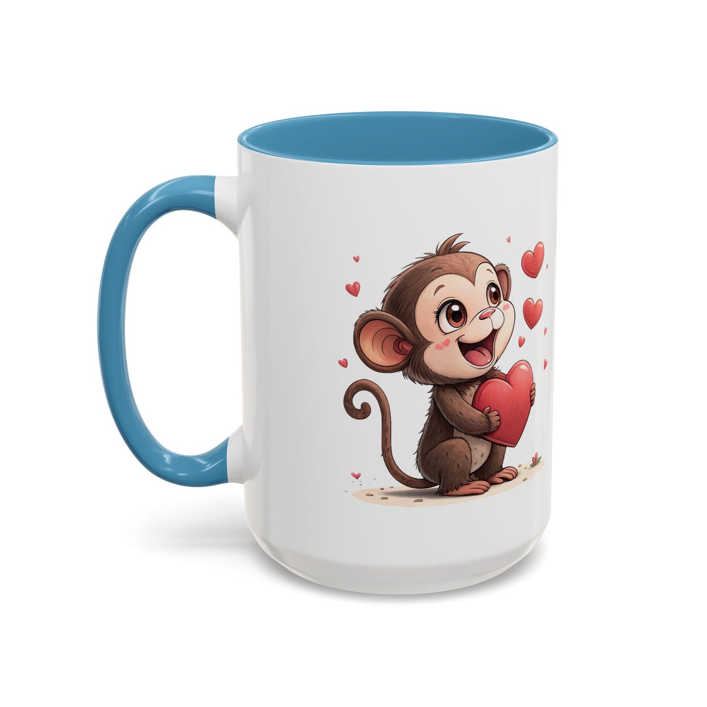 Cute Monkey Love Coffee Mug, Valentine's Gift, Animal Lover's Mug, Heartfelt Coffee Cup, Fun Kitchen Decor