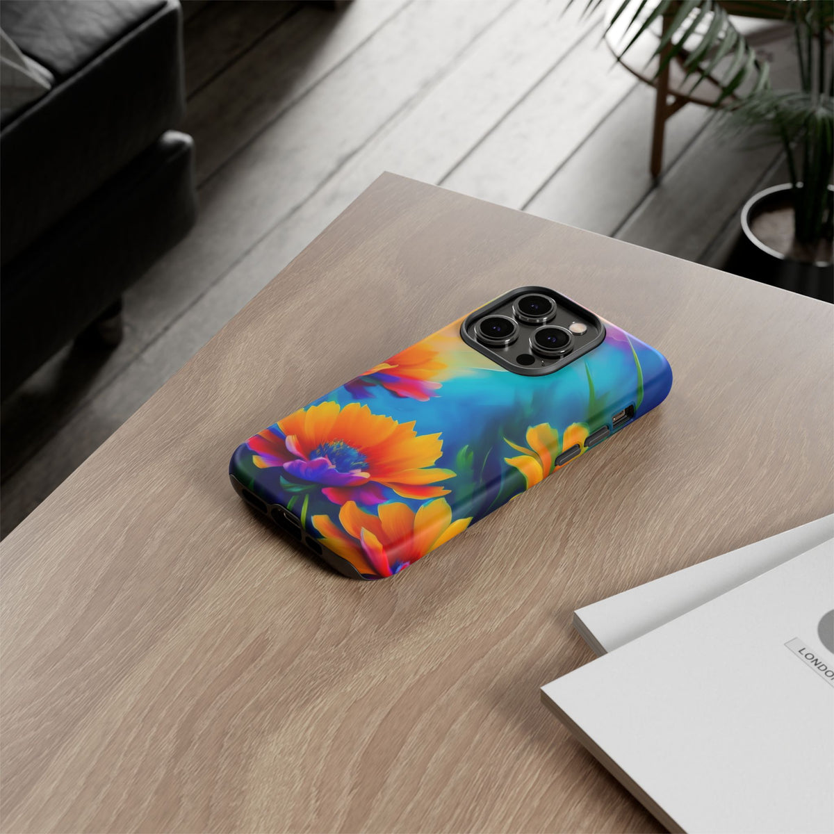 Floral Burst Tough Phone Case — Vibrant Watercolor Flowers Protective Cover