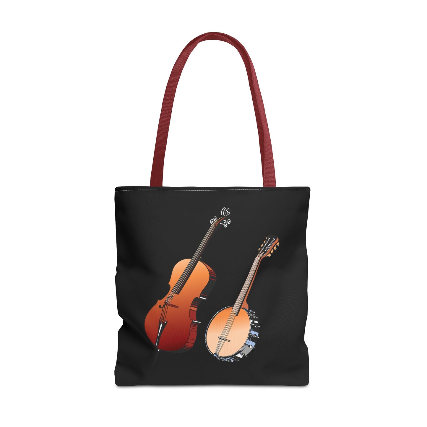 Musical Instruments Tote Bag, Music Lover Gift, Banjo and Cello Design, Stylish Grocery Tote, Concert Bag, Eco-Friendly Carryall