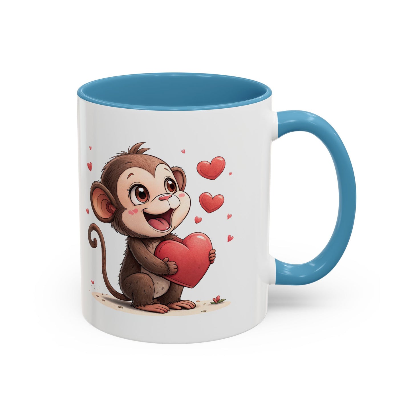 Cute Monkey Love Coffee Mug, Valentine's Gift, Animal Lover's Mug, Heartfelt Coffee Cup, Fun Kitchen Decor