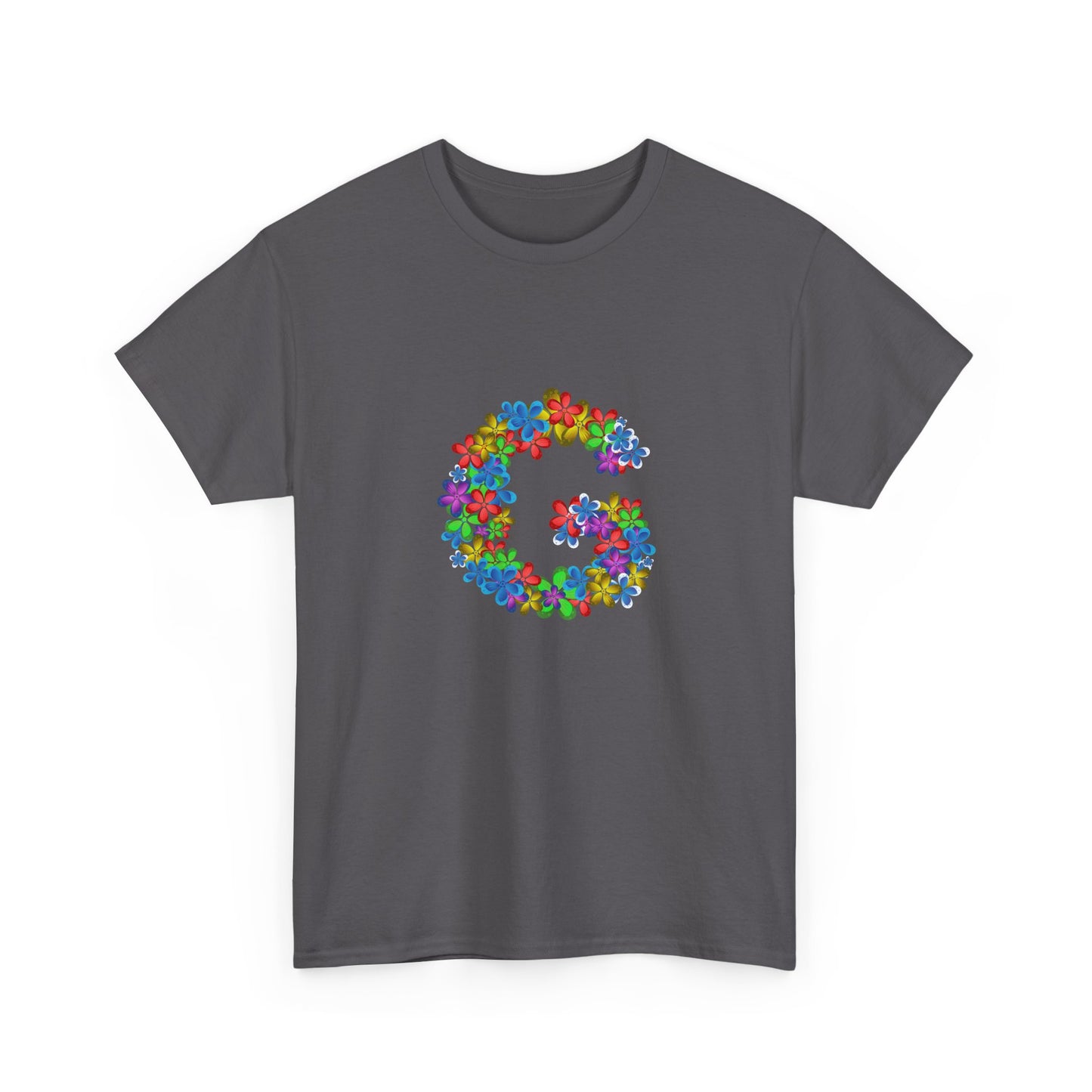 Floral Initial Unisex Tee - Personalized Gift, Casual Summer Wear, Birthday Present, Eco-Friendly Tee, Customizable Clothing