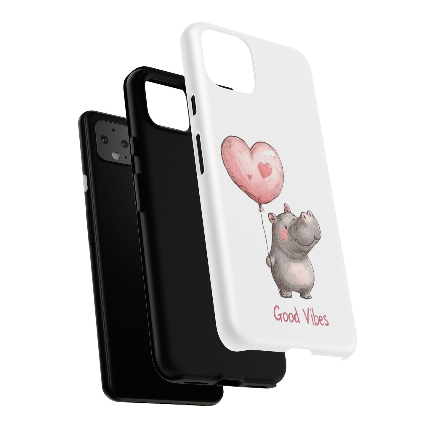 Cute Hippo Phone Case - Good Vibes Design, Animal Lover Gift, Fun Accessory, Birthday Present, Phone Accessories