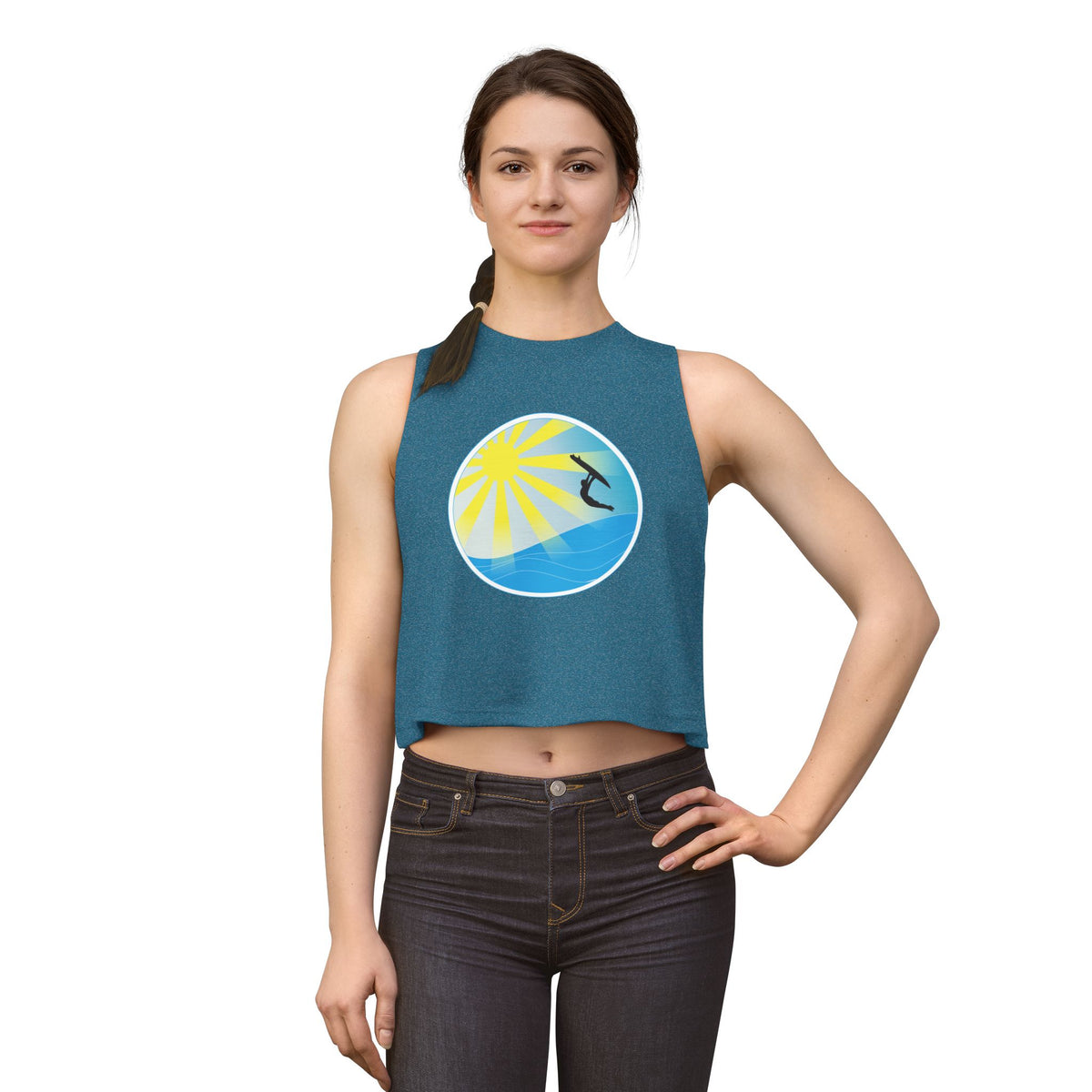Sunrise Surf Circle Crop Top — Women’s Beach Wave Tank