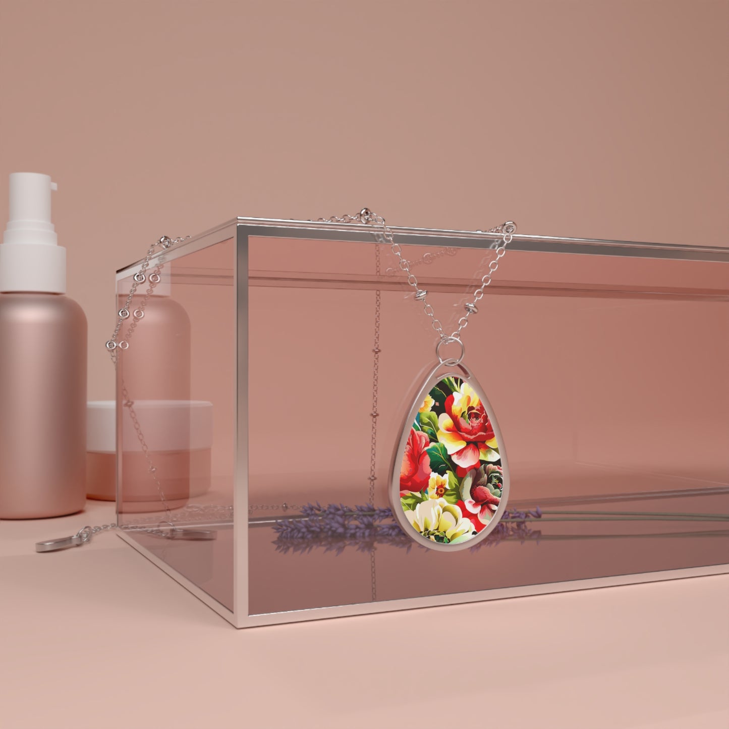 Floral Teardrop Necklace, Elegant Jewelry Gift, Vintage Style Pendant, Nature-Inspired Necklace, Boho Chic Accessory