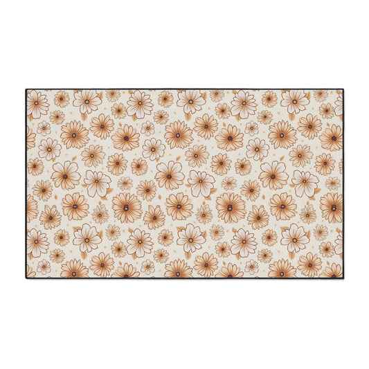 Boho Floral Heavy Duty Floor Mat - Stylish Entrance Rug, Kitchen Mat, Bathroom Mat, Durable Non-Slip, Home Decor