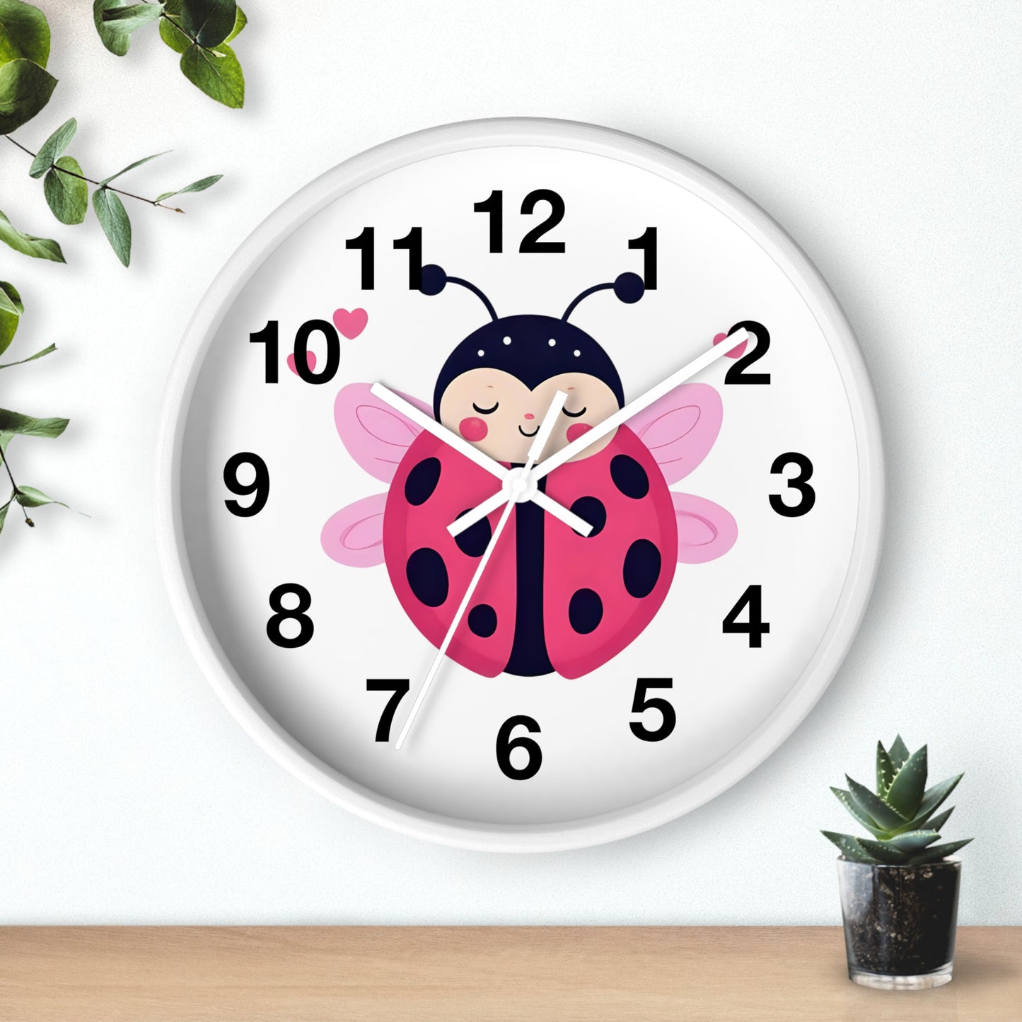 Cute Ladybug Wall Clock, Children's Room Decor, Playroom Wall Art, Birthday Gift, Nursery Timepiece