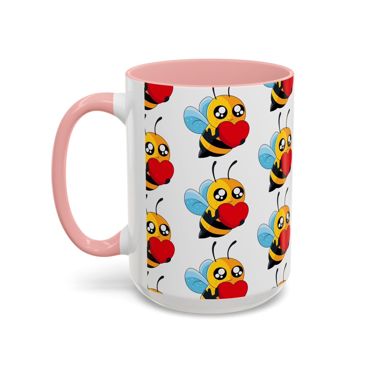 Cute Bee Love Accent Coffee Mug, Cute Floral Mug, Cheerful Bee Design
