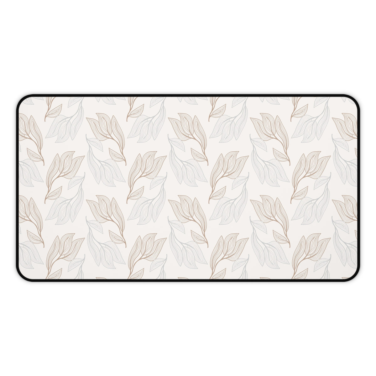 Desk Mat — Neutral Leaf Pattern Desk Mat (Beige Minimal Botanical Mousepad)