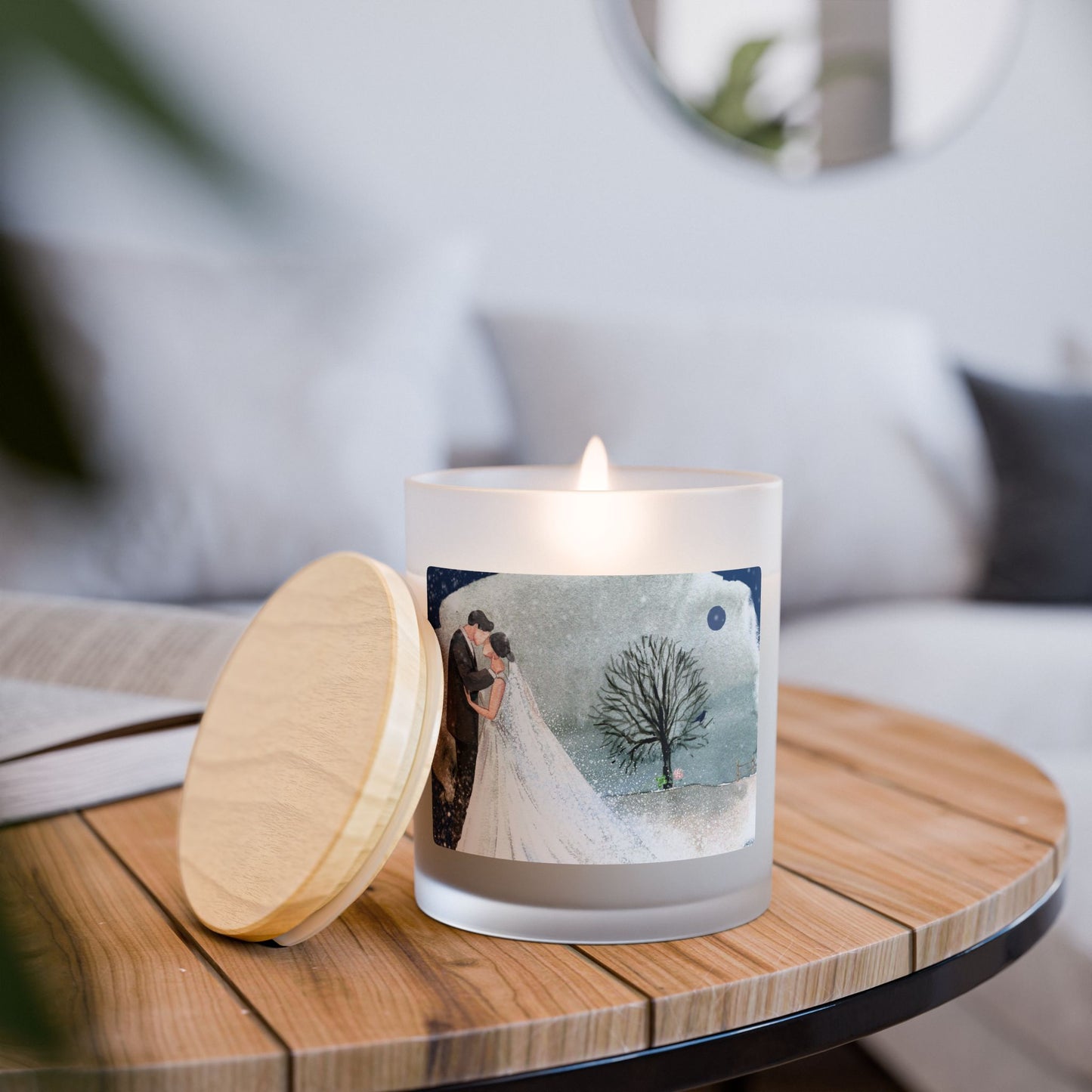 Winter Romance Candle, Cozy Wedding Gift, Frosted Glass Candle, Home Decor, Wedding Candle, Aromatherapy Candle