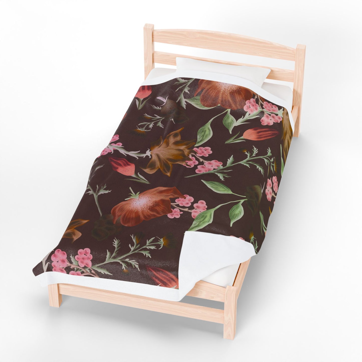 Floral Skull Velveteen Blanket, Cozy Throw, Living Room Decor, Gift for Her, Soft Bedding, Boho Home Accent