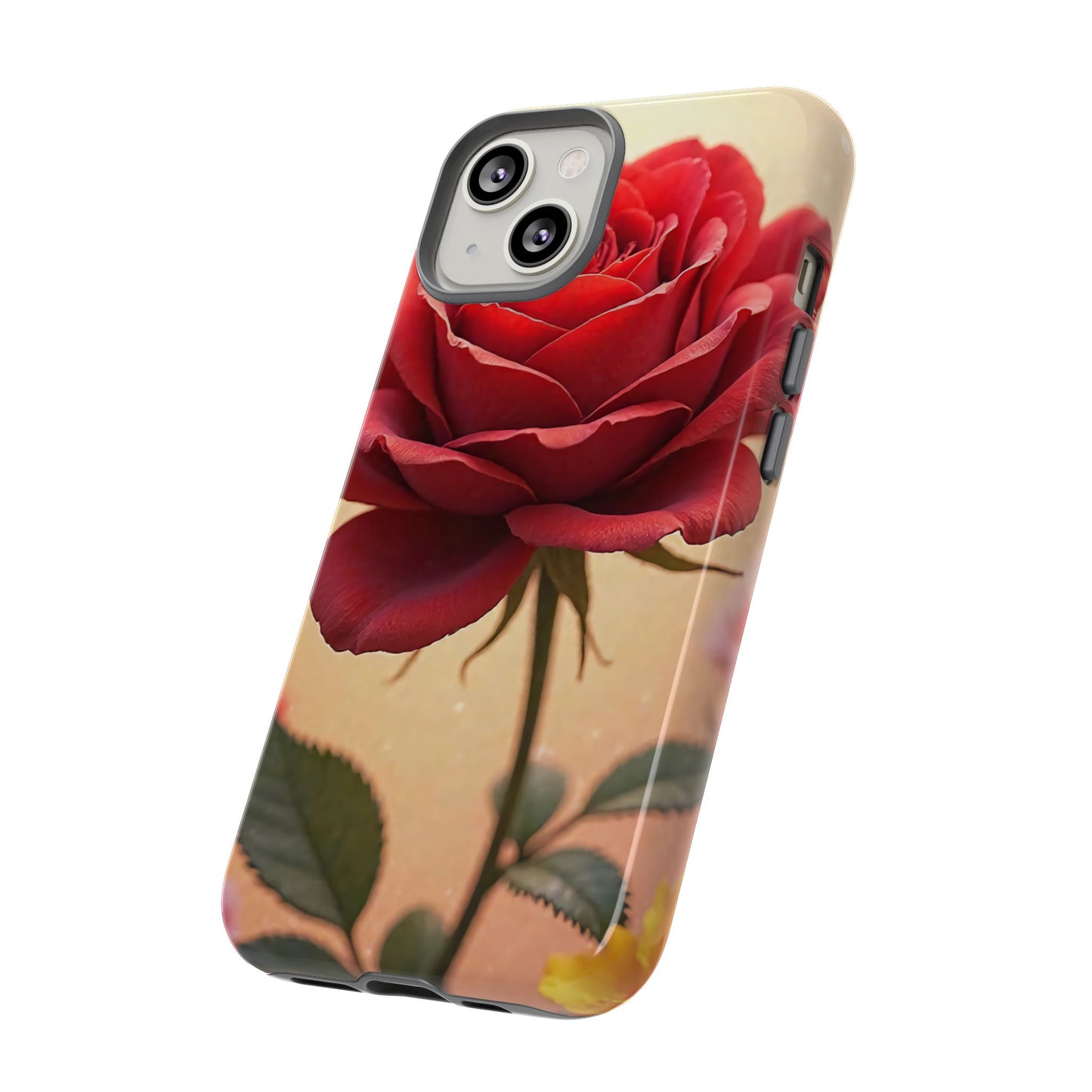 Floral Phone Case with Red Rose Design, Tough Phone Cover, Flower Print, Gift for Her, Stylish Accessory, Floral Aesthetic