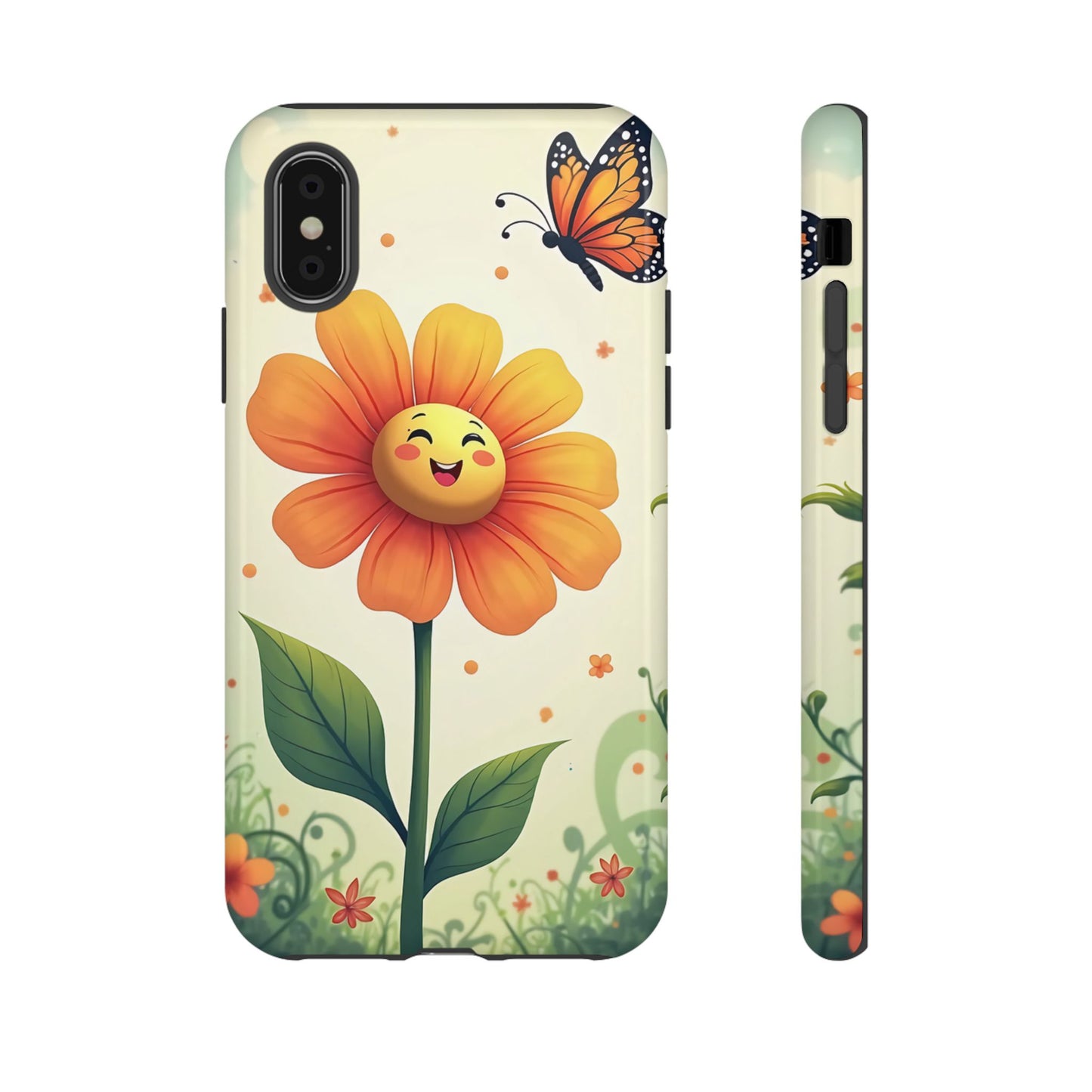 Floral Phone Case with Butterfly Design, Cute Flower Phone Cover for Nature Lovers, Eco-Friendly Gift, Spring Vibes, Birthday Present
