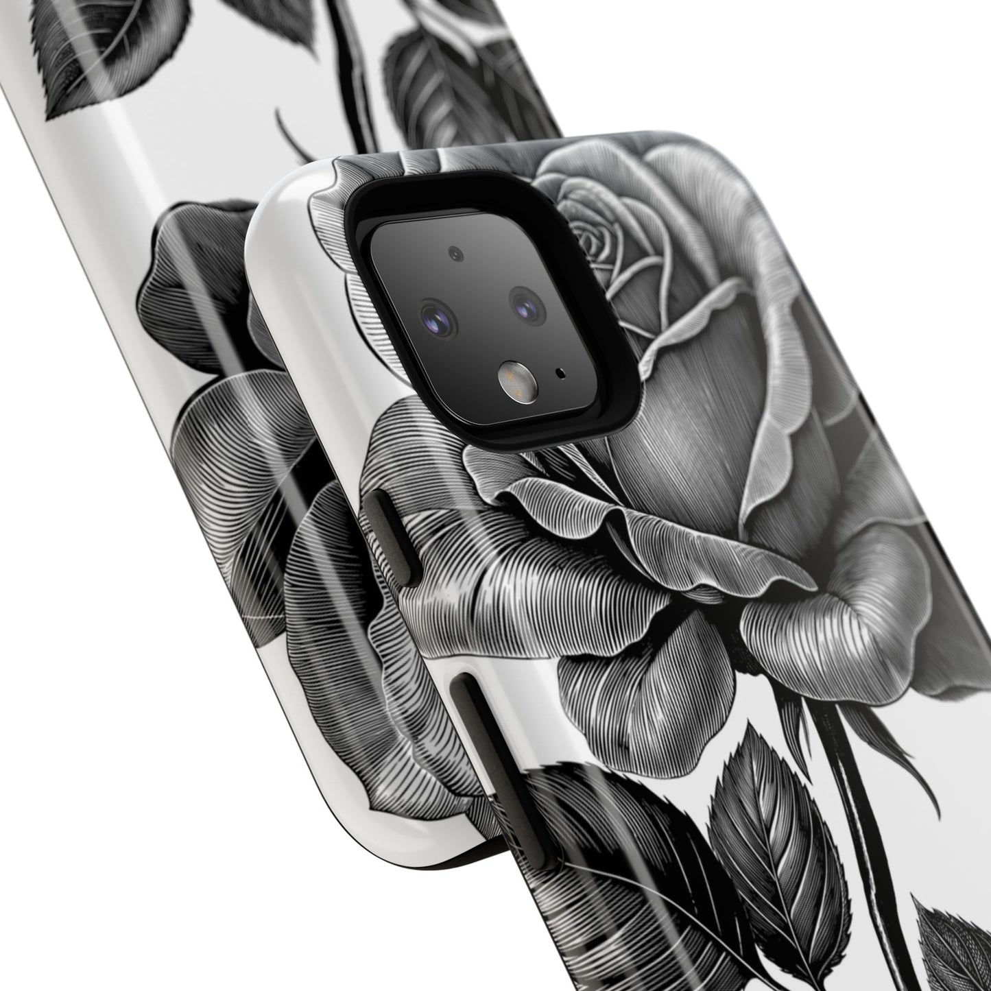 Elegant Floral Phone Case - Tough Cases, Black Rose Design, Floral Phone Cover, Stylish Phone Accessory, Gift for Her, Mother's Day