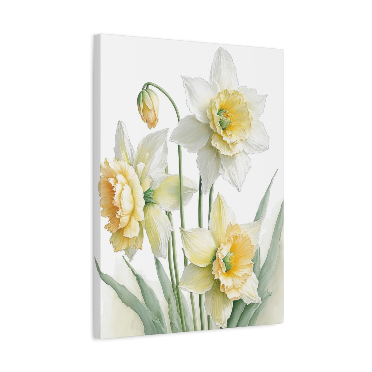 Matte Canvas, Stretched, 1.25" beautiful flowers white and yellow.