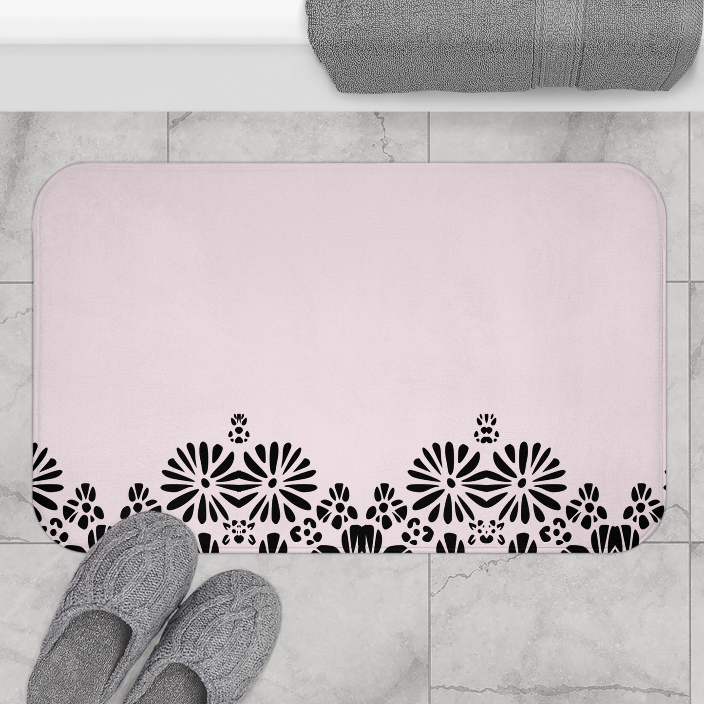 Floral Elegance Bath Mat - Chic Bathroom Decor, Home Spa Essentials, Gift for Her, Modern Design, Cozy Comfort