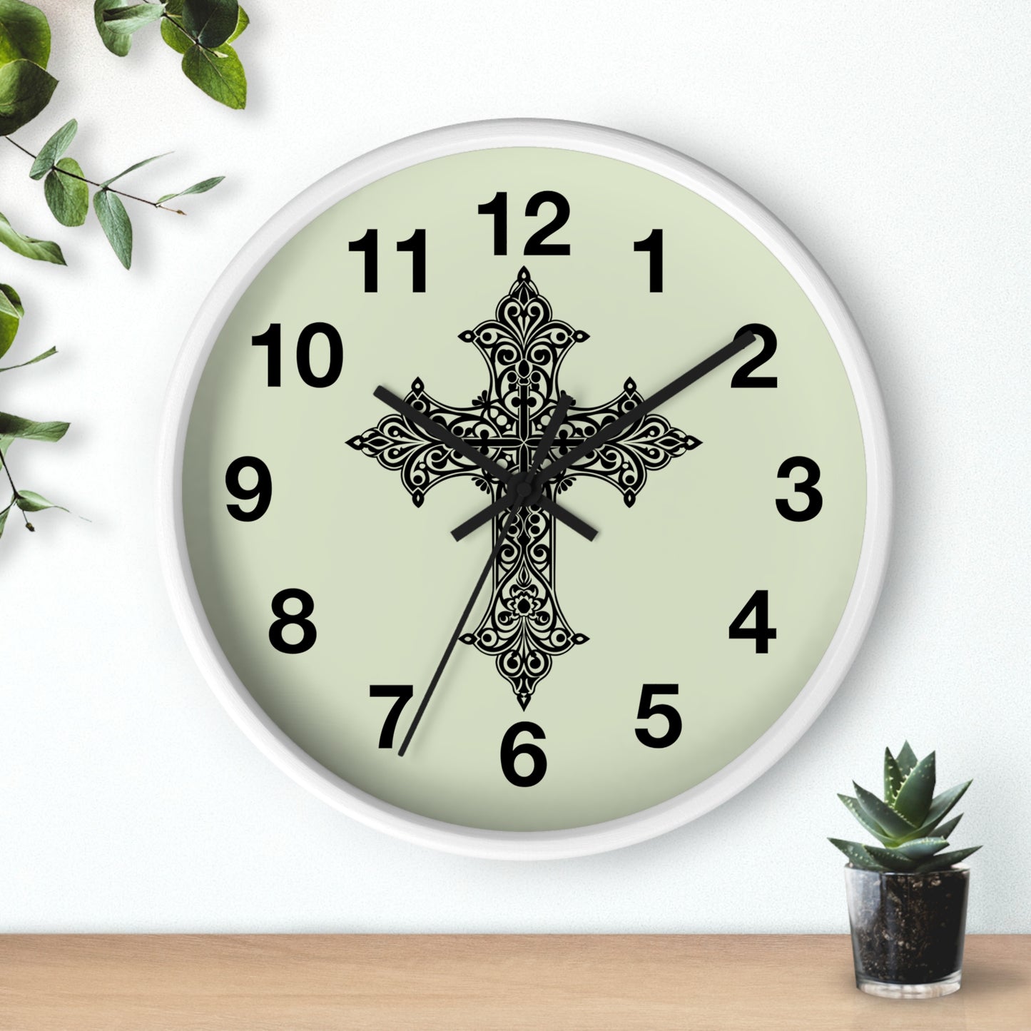 Elegant Cross Wall Clock | Faith-Inspired Home Decor, Unique Gift for Christians, Living Room Accent, Religious Wall Art