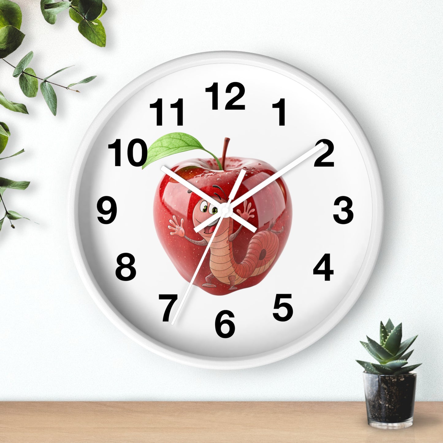 Whimsical Apple Wall Clock, Fun Kids Decor, Nursery Wall Accent, Tick Tock, Gift for Children, Playful Home Decor, Educational Timer