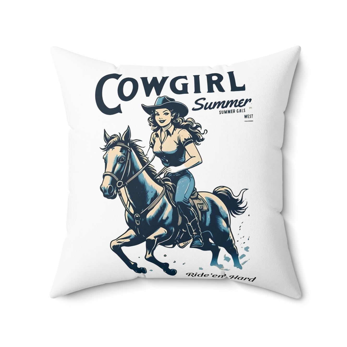 Cowgirl Summer Square Pillow | Equestrian Home Decor, Western Decor, Throw Pillow, Gift for Her, Rustic Cowgirl Vibe