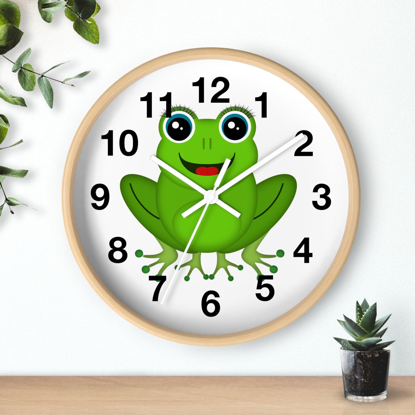 Frog Wall Clock - Whimsical Green Frog Design, Cute Home Decor, Kids Room, Animal Lover Gift, Fun Timepiece