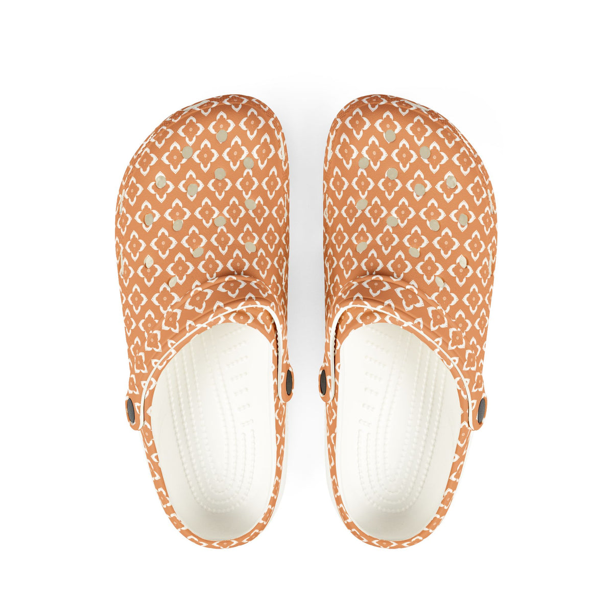 EVA Foam Clogs — Terracotta Geometric Pattern Slip-On Shoes