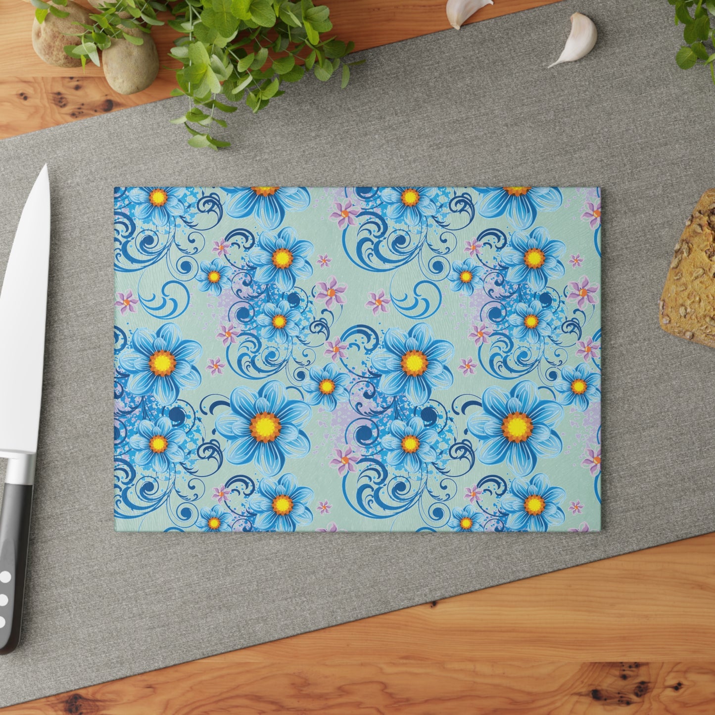 Floral Glass Cutting Board | Kitchen Decor, Gift for Home Chefs, Housewarming, Wedding, Unique Kitchenware
