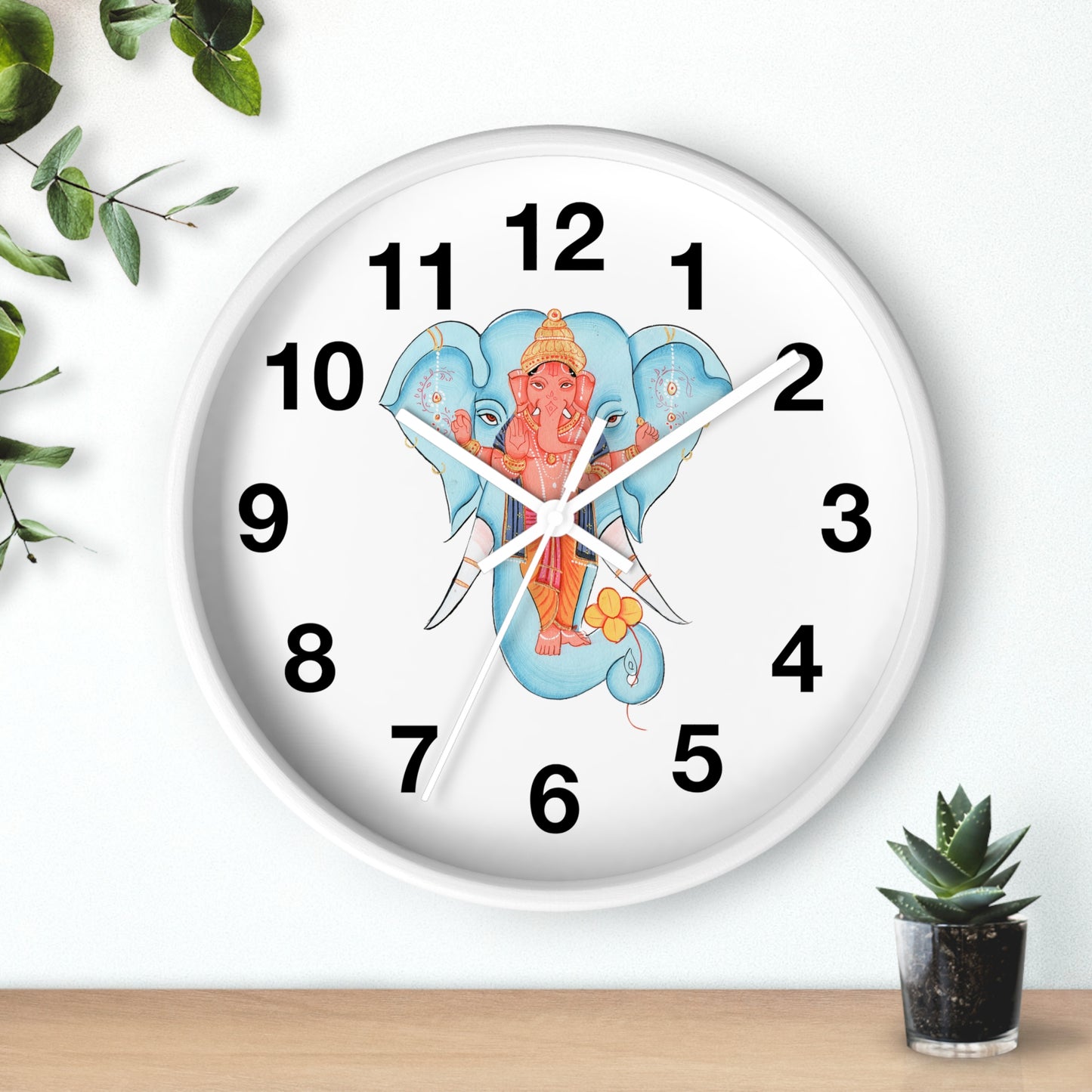 Ganesha Wall Clock, Hindu Home Decor, Spiritual Gift, Boho Wall Art, Timeless Decoration, Unique Timepiece