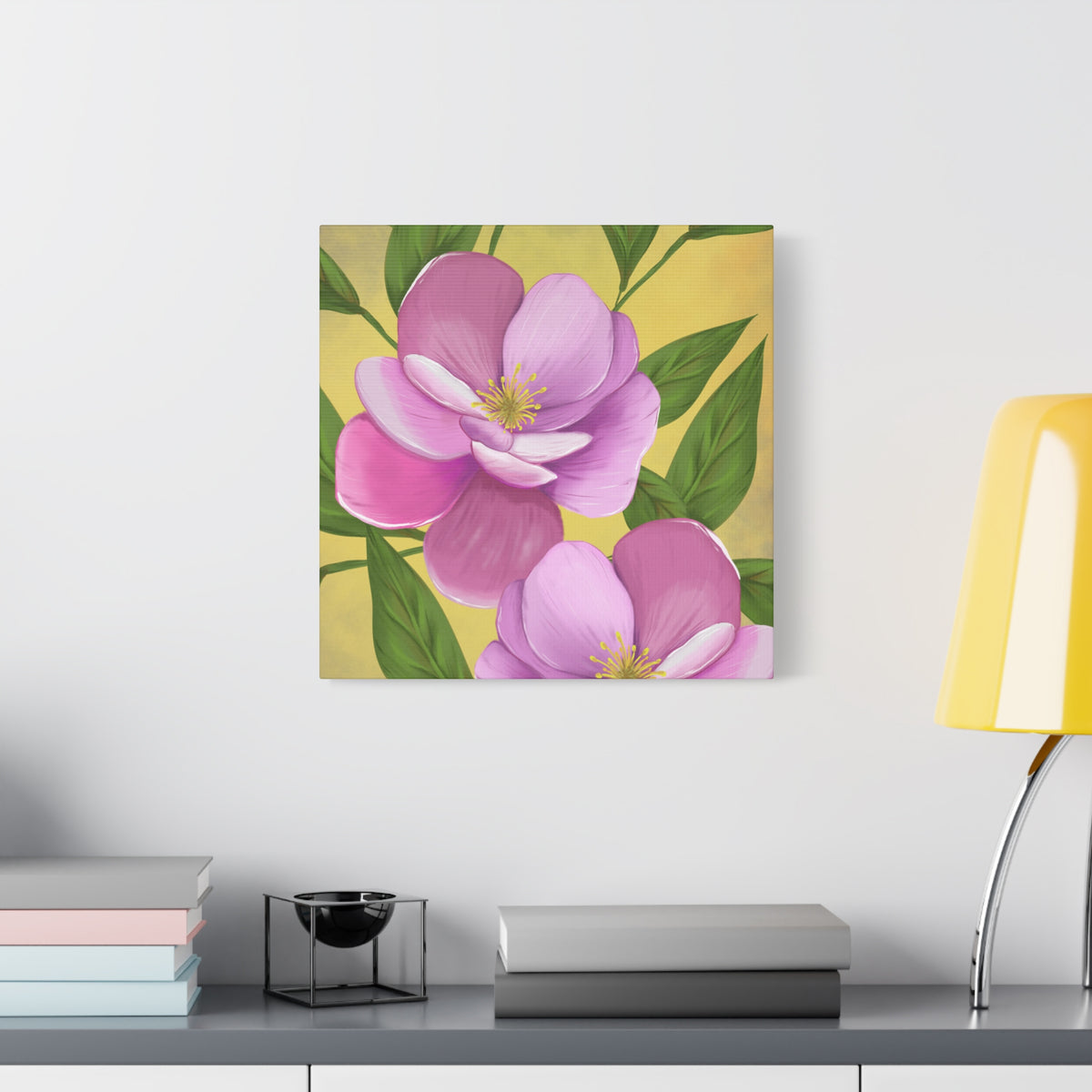 Matte Canvas, Stretched, 1.25" Tulips Pink and Purple Flowers