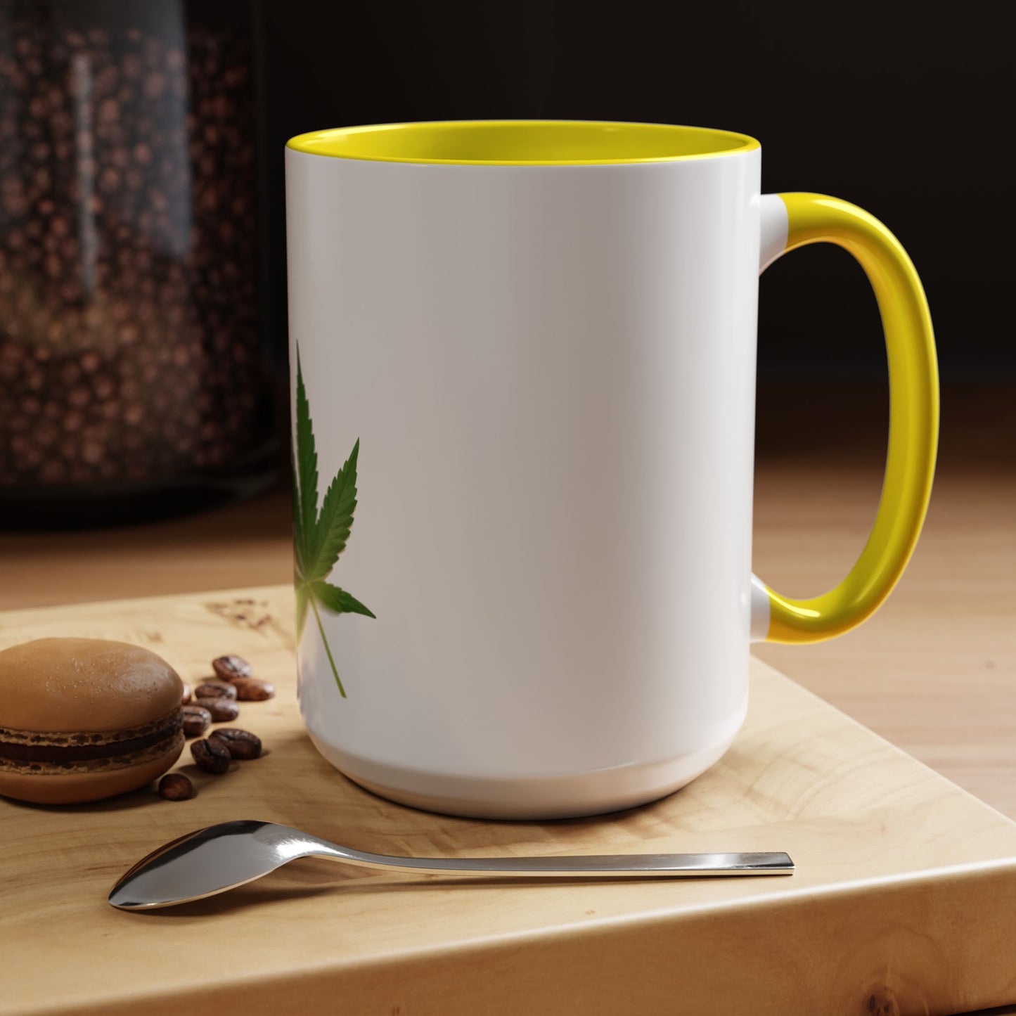 Marijuana Leaf Accent Coffee Mug | Cannabis Lover's Gift, Unique Coffee Cup, Pothead Mug, Stoner Gift Idea, Greenery Decor