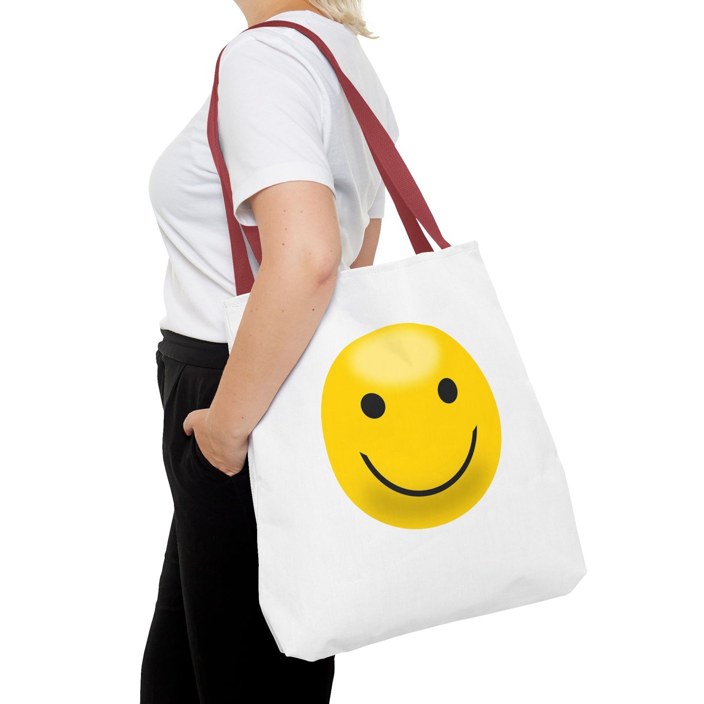 Smiley Face Tote Bag, Eco-Friendly Shopping Bag, Fun Beach Bag, Gift for Teens, Happy Tote for Everyday Use