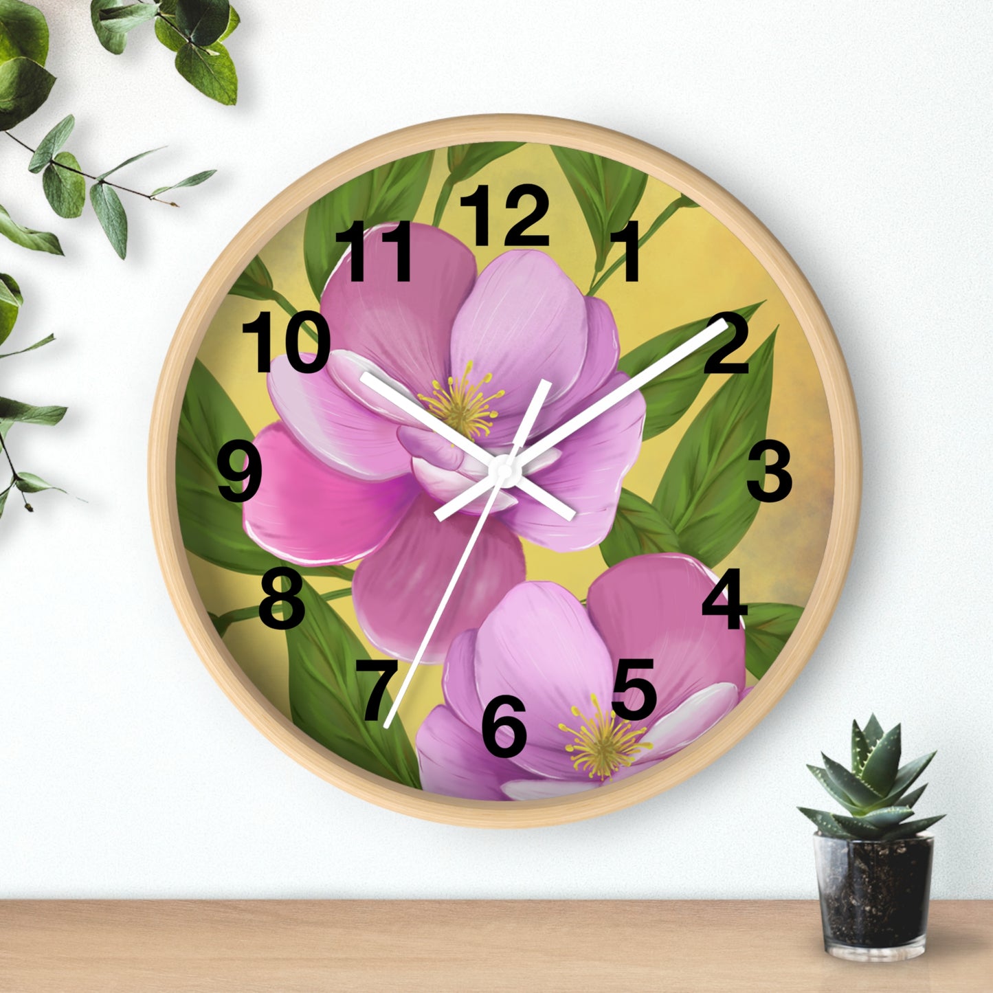 Floral Wall Clock, Boho Decor for Home, Functional Art, Gift for Her, Living Room Accent