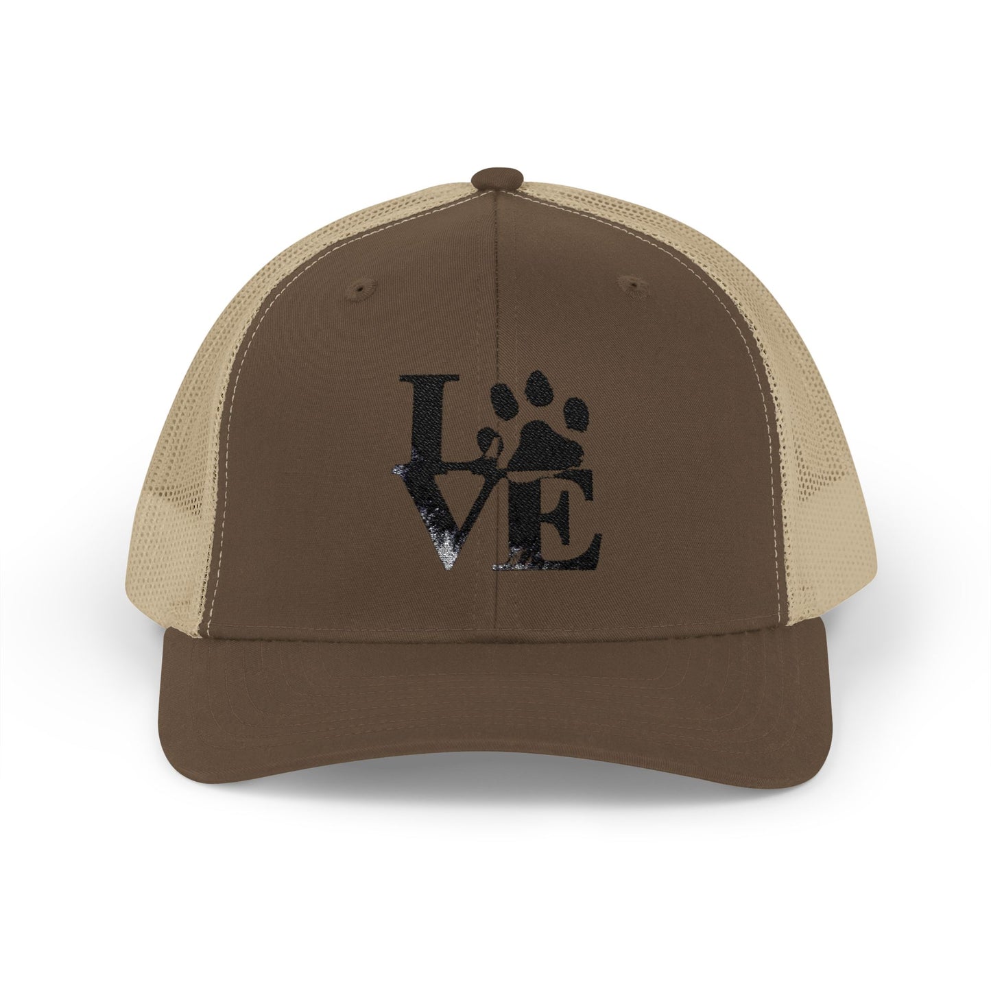 Love Paw Print Trucker Cap for Animal Lovers, Adjustable Snapback Hat for Pet Owners, Gifts for Dog Moms, Cat Dads, Pet Adoption Events