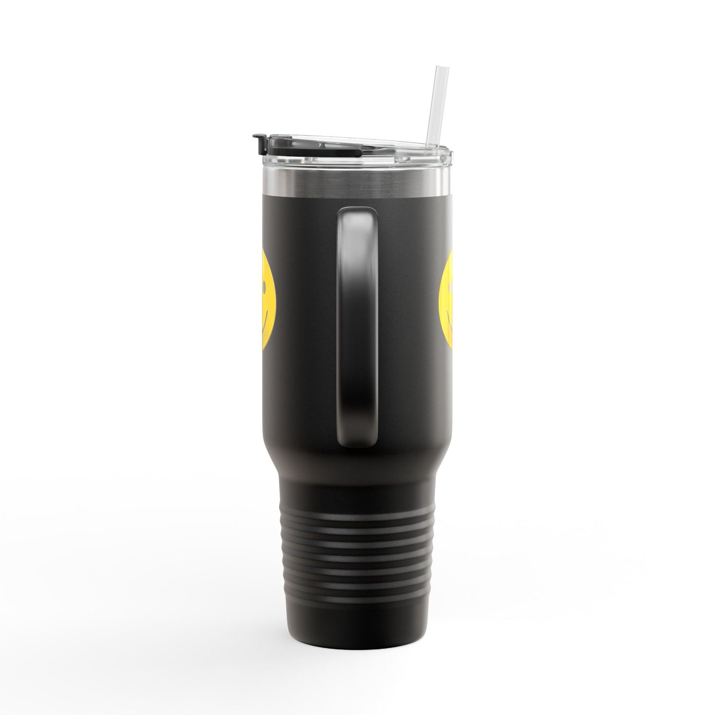 Smiley Face Insulated Travel Mug | 40oz Large Cup for Hot/Cold Beverages | Perfect for Travel & Gifting