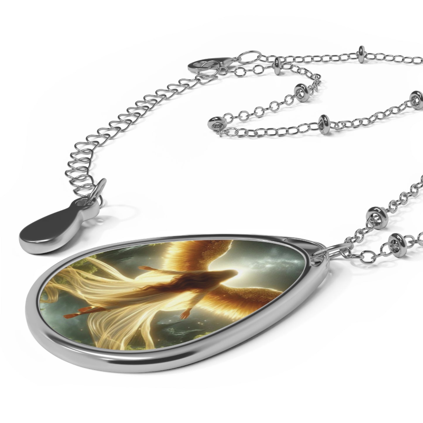 Guardian Angel Oval Necklace, Inspirational Jewelry, Faith Gift for Loved Ones