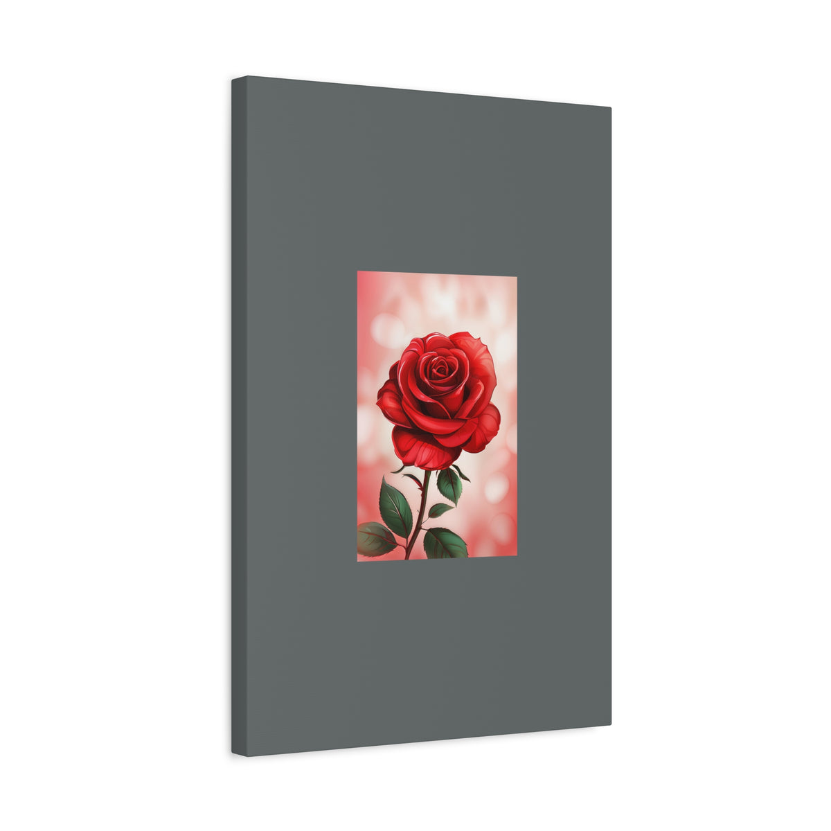 Red Rose Vertical Matte Canvas Print — Romantic Floral Wall Art